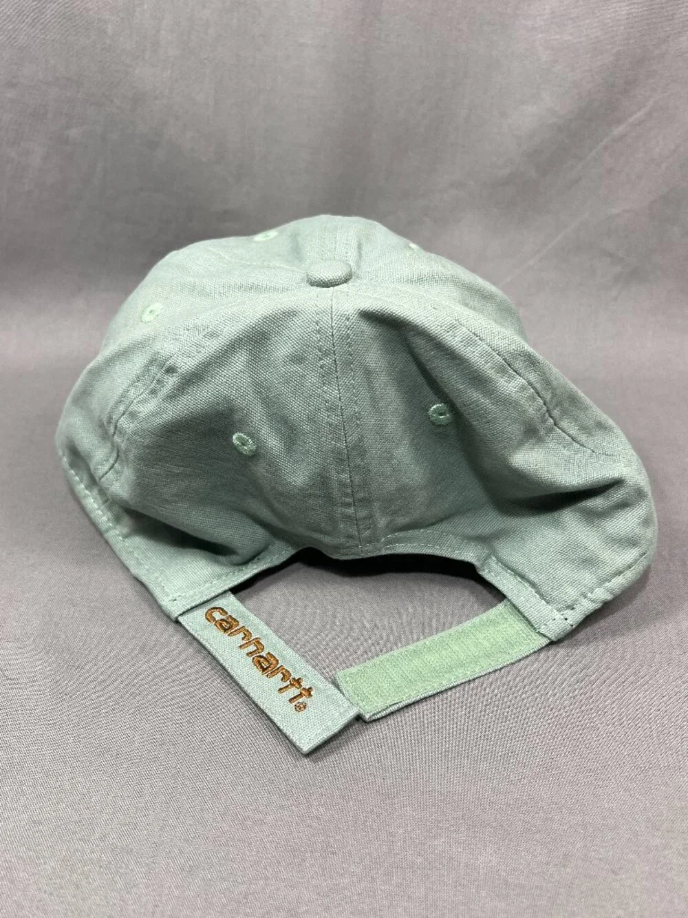Carhartt Strapback Hat Green Canvas Cap Baseball Workwear Adjustable Dad Mens - Picture 14 of 15